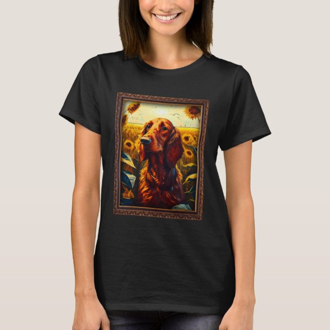 Irish Setter Painting Sunflower Flower Mom Women F T Shirt (Framsida)