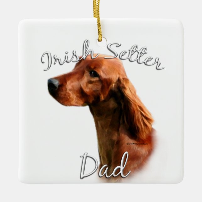 Irish Setter Pappa 2 Julgransprydnad Keramik (Framsida)