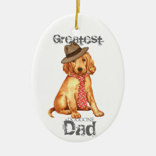 Irish Setter Pappa Julgransprydnad Keramik