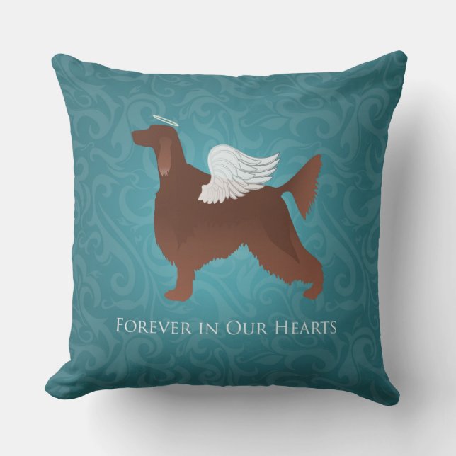 Irish Setter Pet Memorial Angel Hund design Kudde (Framsida)