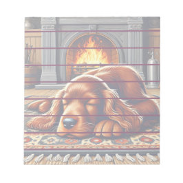 Irish Setter Puppy Spipy Sleeping by a Warm Firepl Anteckningsblock