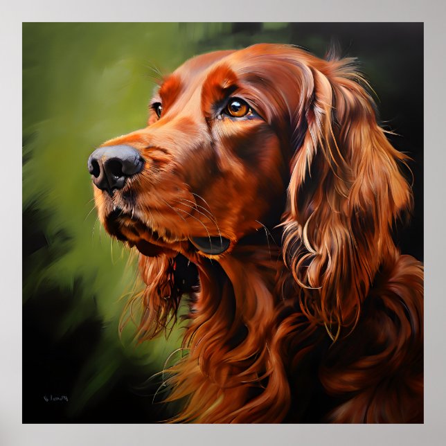 Irish Setter Realism Art Porträtt Poster (Framsidan)