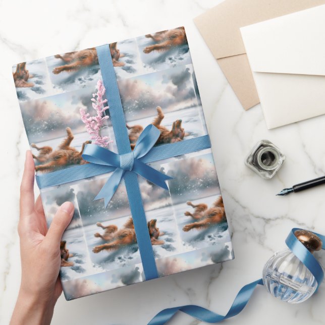 Irish Setter Rolling in Snö Presentpapper (Gifting)