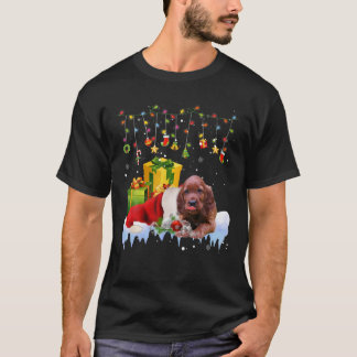 Irish Setter Santa Hat jul, Ljus jul T Shirt
