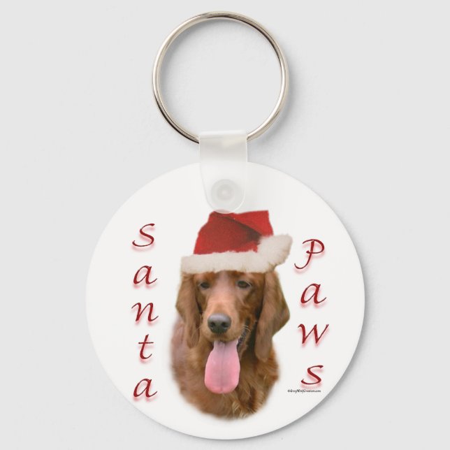 Irish Setter Santa Tassar Nyckelring (Framsida)