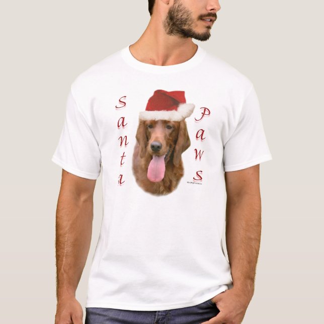 Irish Setter Santa Tassar T Shirt (Framsida)