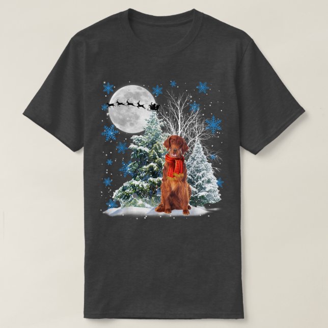 Irish Setter under Moonlight Snö jul Pajama T Shirt (Design framsida)