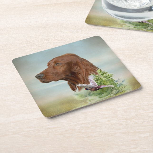 Irish Setter Underlägg Papper Kvadrat (Vinklad)