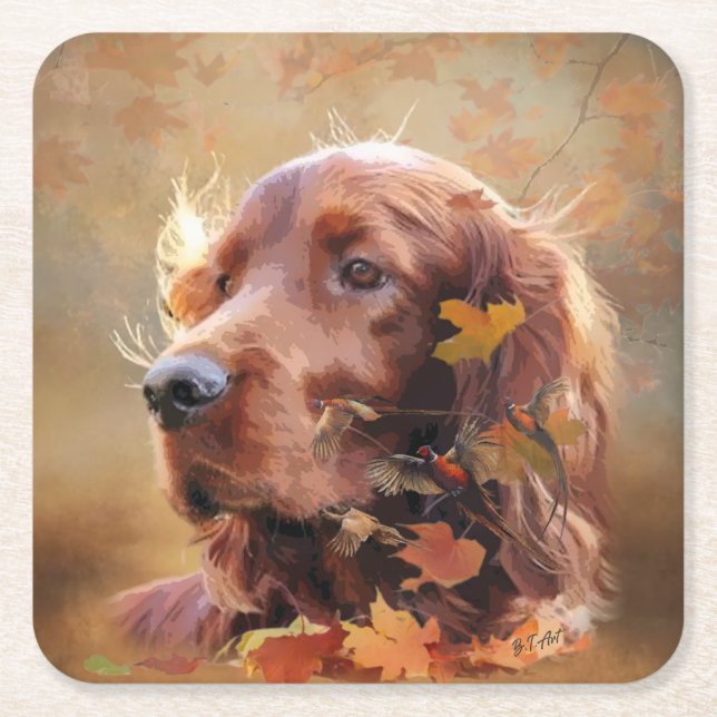 Irish Setter Underlägg Papper Kvadrat (Framsidan)