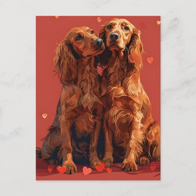 Irish Setter Valentine Day Vykort (Framsida)