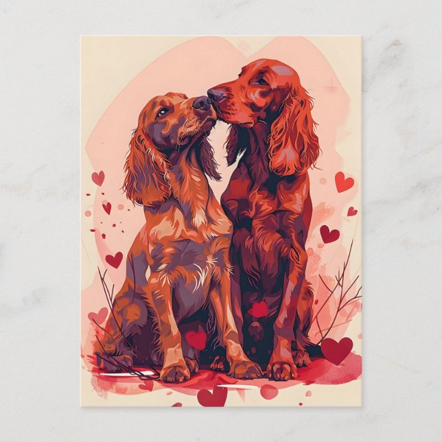 Irish Setter Valentine's Day Vykort (Framsida)