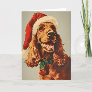 Irish Setter vintage personlig jul Helgkort