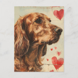 Irish setter vintage Valentine Day Vykort