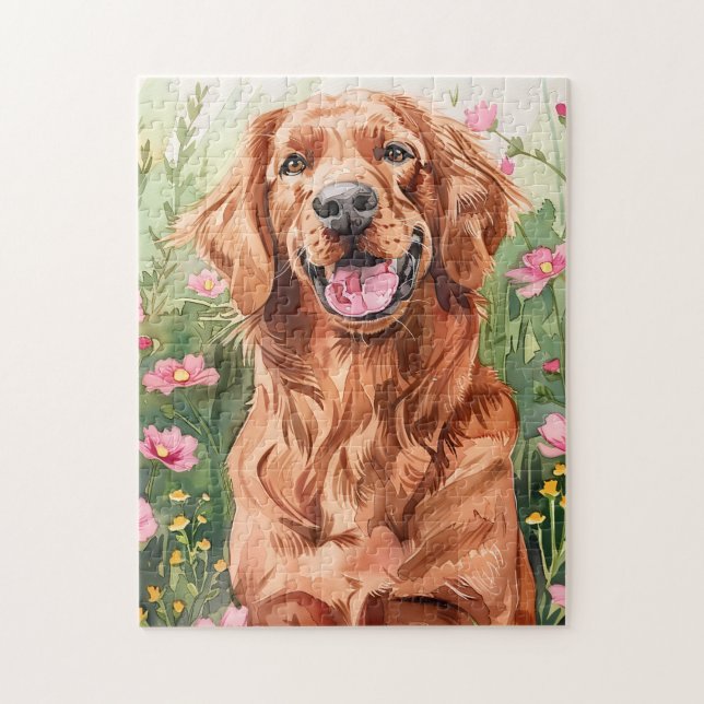 Irish Setter Watercolor Puzzle Pussel (Vertikal)