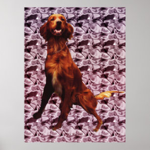 Irish Setter with Lavendar Flower Mönster Poster