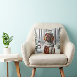 Irish Setter With Snögubbe Kudde