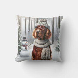 Irish Setter With Snögubbe Kudde