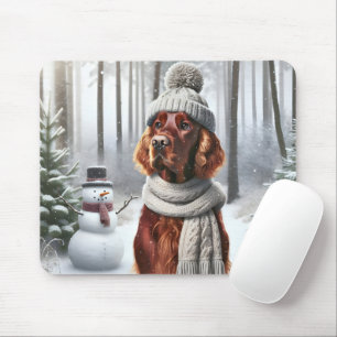 Irish Setter With Snögubbe Musmatta