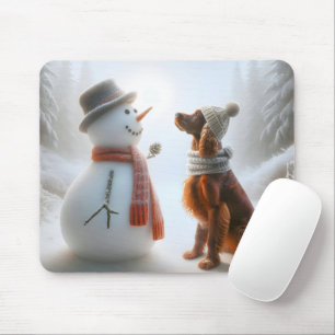 Irish Setter With Snögubbe Musmatta
