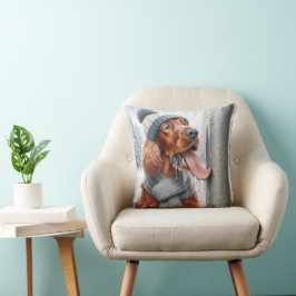Irish Setter with Tunga on Frozen Pole Kudde
