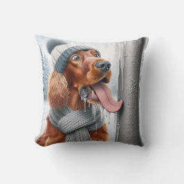 Irish Setter with Tunga on Frozen Pole Kudde