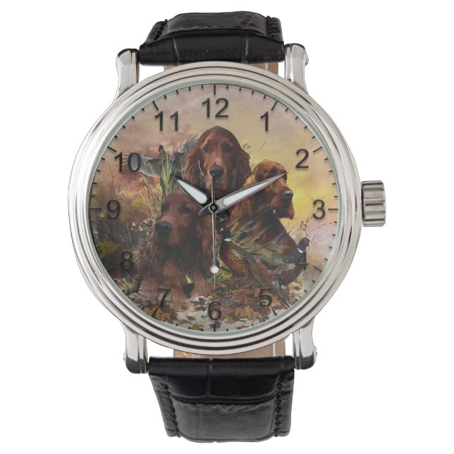 Irish Setters with Pheasants - Passion Hunt Armbandsur (Framsida)