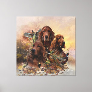 Irish Setters with Pheasants - Passion Hunt Canvastryck