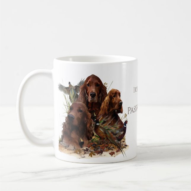 Irish Setters with Pheasants - Passion Hunt Kaffemugg (Vänster)