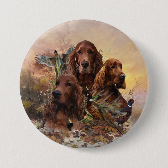 Irish Setters with Pheasants - Passion Hunt Knapp (Framsida)