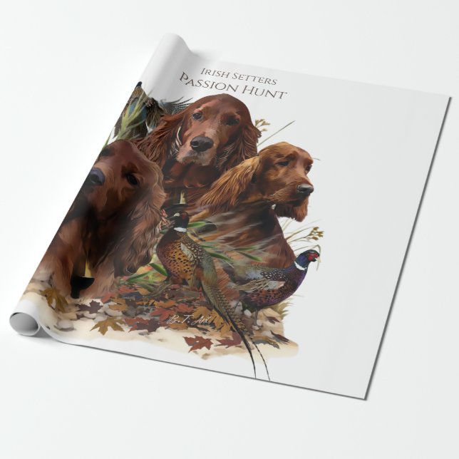 Irish Setters with Pheasants - Passion Hunt Presentpapper (Utrullad)