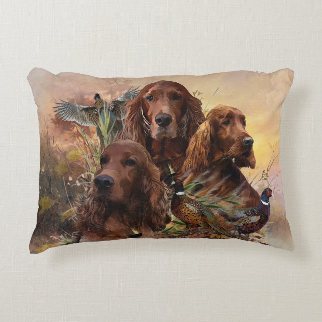 Irish Setters with Pheasants - Passion Hunt Prydnadskudde (Framsidan)