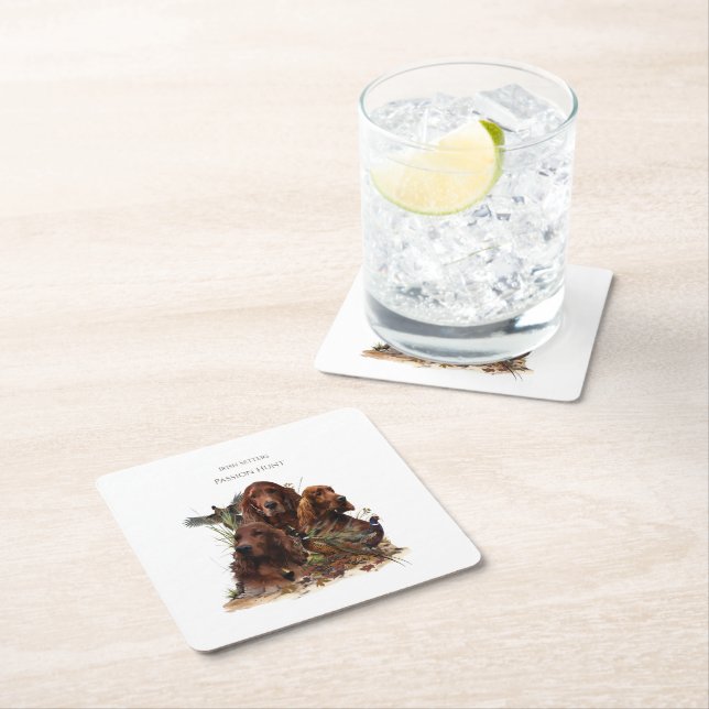 Irish Setters with Pheasants - Passion Hunt Underlägg Papper Kvadrat (Insitu)