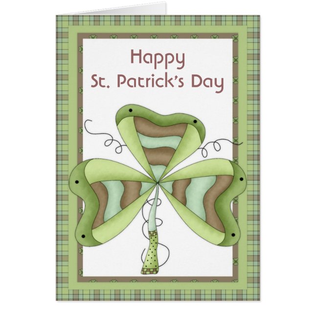 Irish Shamrock 1 Lycklig St. Patrick's Day Card Hälsningskort (Framsidan)