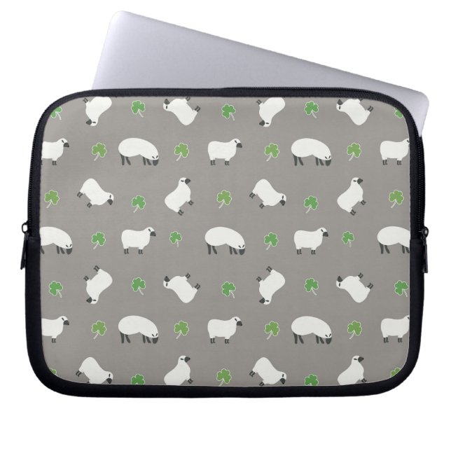 Irish Shamrock and Sheep Mönster Laptop Fodral (Framsidan)