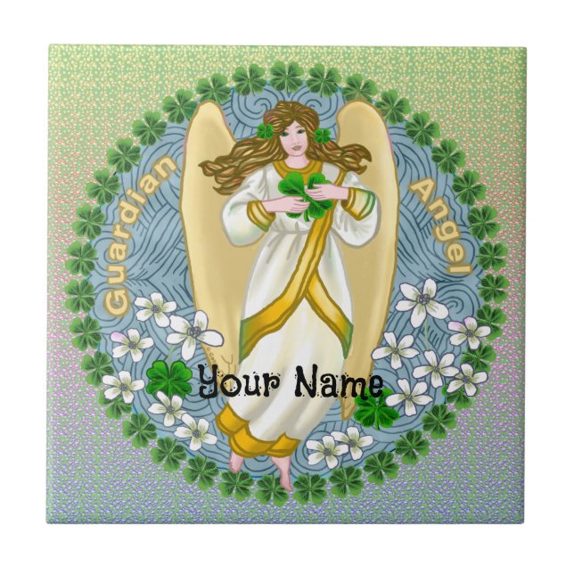 Irish Shamrock Angel Tile Kakelplatta (Framsidan)
