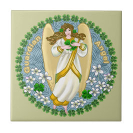 Irish Shamrock Angel Tile Kakelplatta