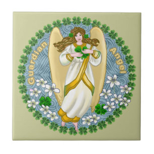 Irish Shamrock Angel Tile Kakelplatta