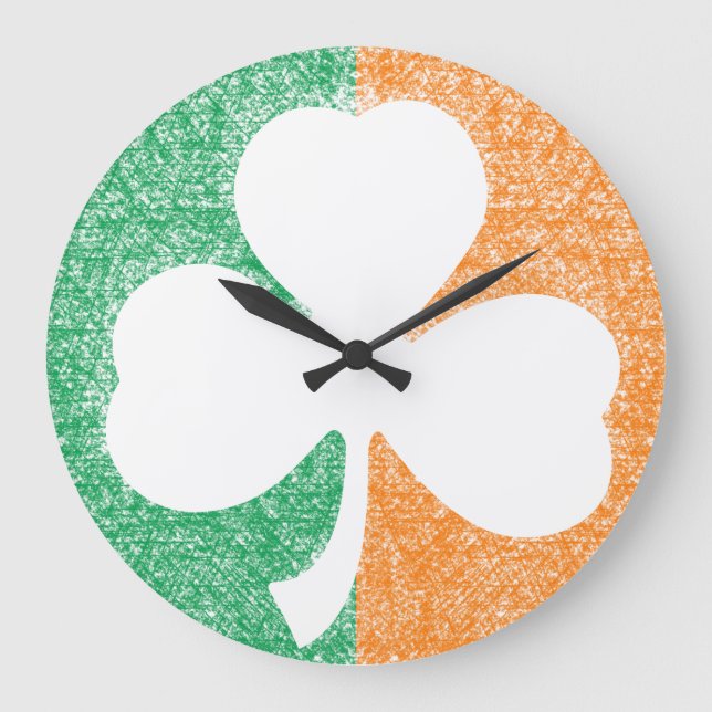 Irish Shamrock anpassningsbar wall-klocka Stor Klocka (Framsida)
