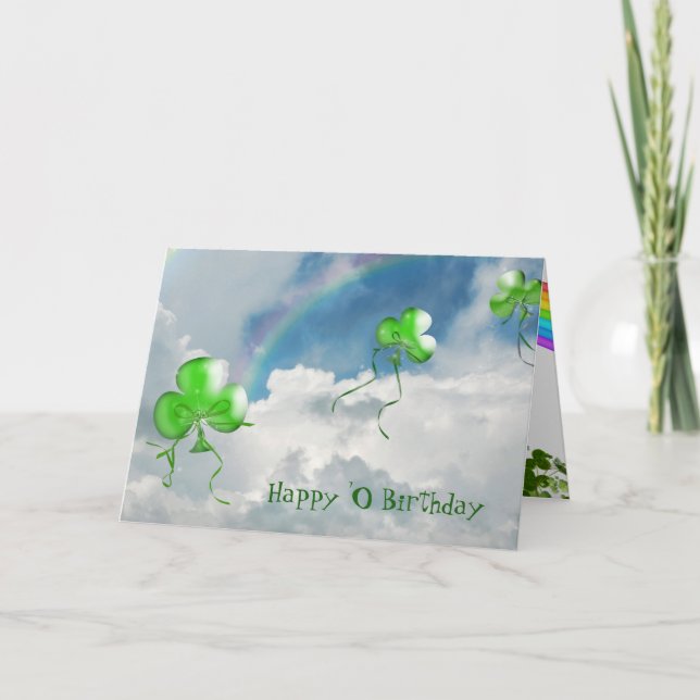Irish Shamrock Birthday Balloons Kort (Framsida)