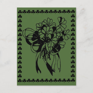Irish Shamrock Bouquet St. Patrick's Day Postcard Vykort