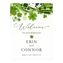 Irish Shamrock Bröllop Welcome Sign Poster