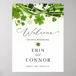 Irish Shamrock Bröllop Welcome Sign Poster