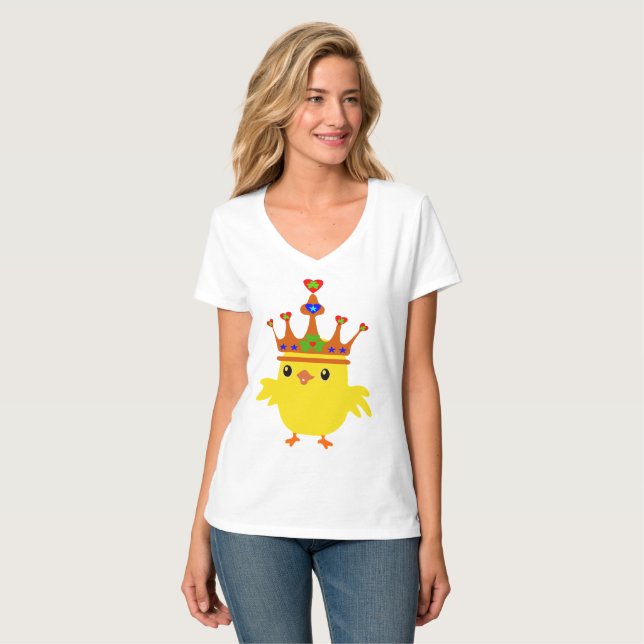 👍 ☘ 👑 ❤️ Irish Shamrock Crowned Chicken Racerbac T Shirt (Hel framsida)