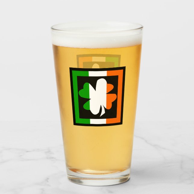 Irish Shamrock Flagga Rand Glaskopp (Framsida fylld)