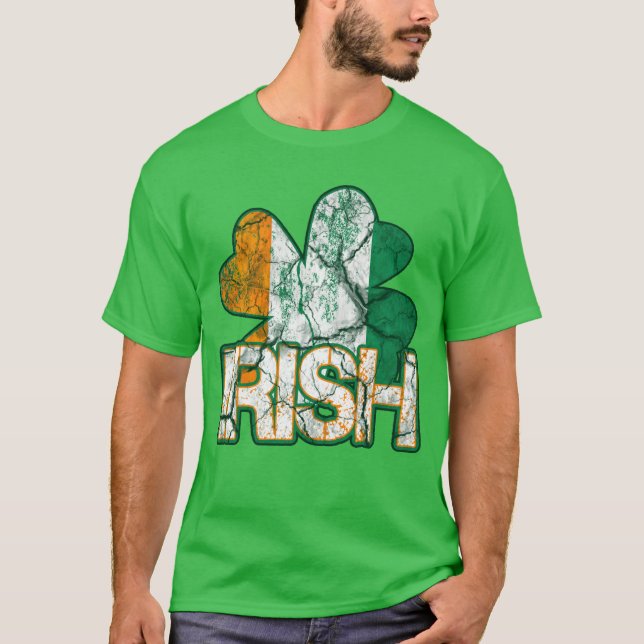 Irish Shamrock Flagga Shirts (Distress) Tee (Framsida)