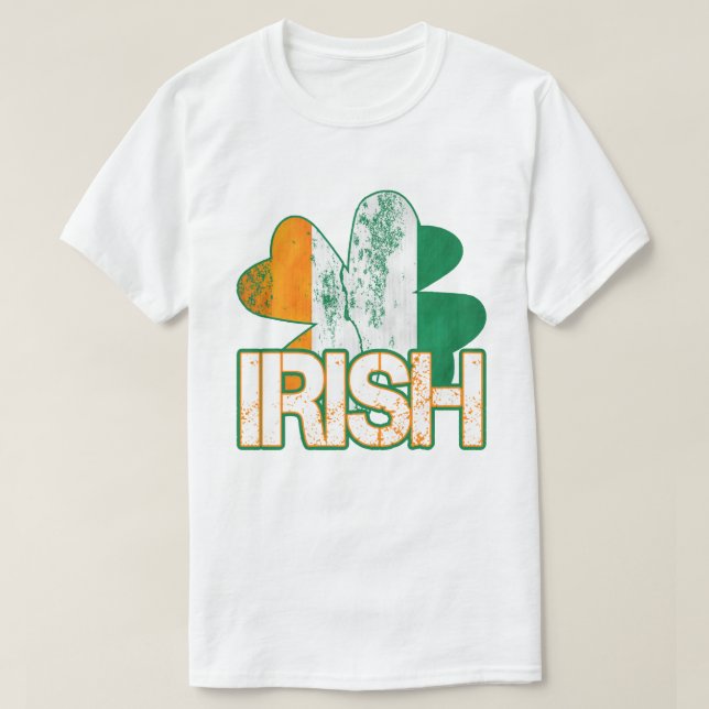 Irish Shamrock Flagga T-Shirts (Distress) (Design framsida)