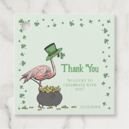Irish Shamrock Flamingo Thank You Gåvor Etiketter