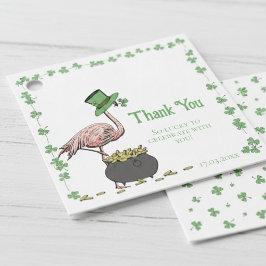 Irish Shamrock Flamingo Thank You Gåvor Etiketter