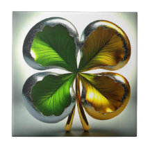 Irish Shamrock Four Löv Golden Grönt Klöver