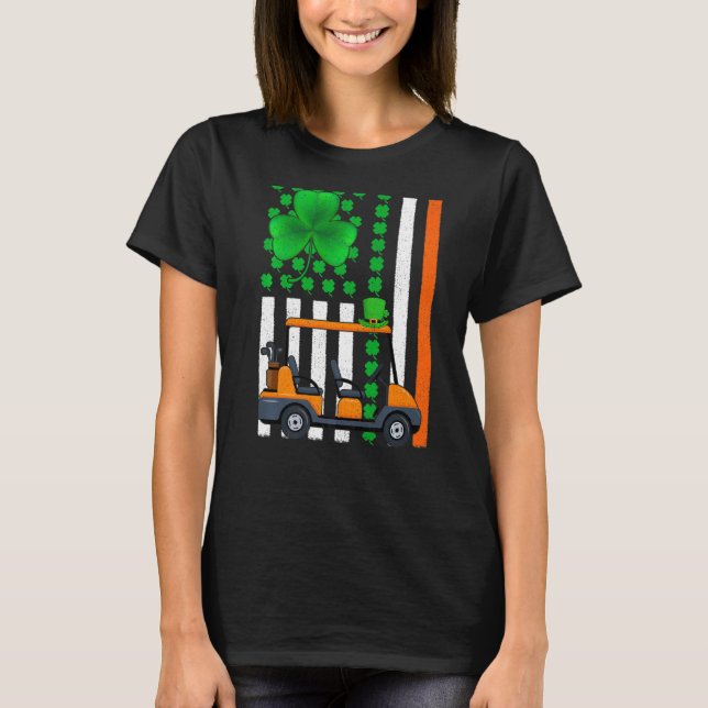Irish Shamrock Funny American Flagga Golf Cart St  T Shirt (Framsida)